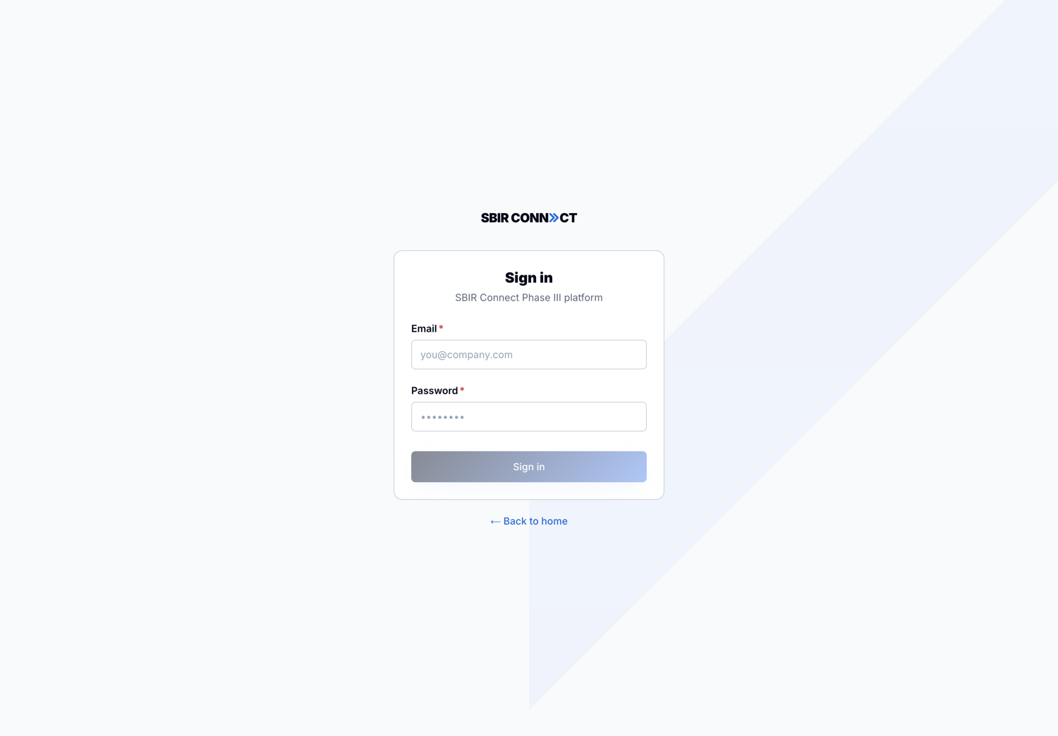 The /login page